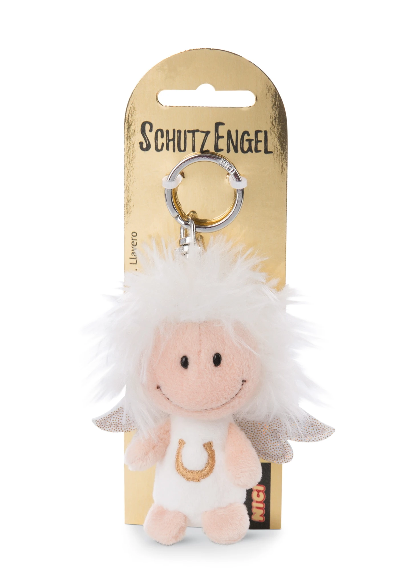 Nici 46120 Schlüsselanhänger Schutzengel Weiß Mit Hufeisen 7cm Plüsch